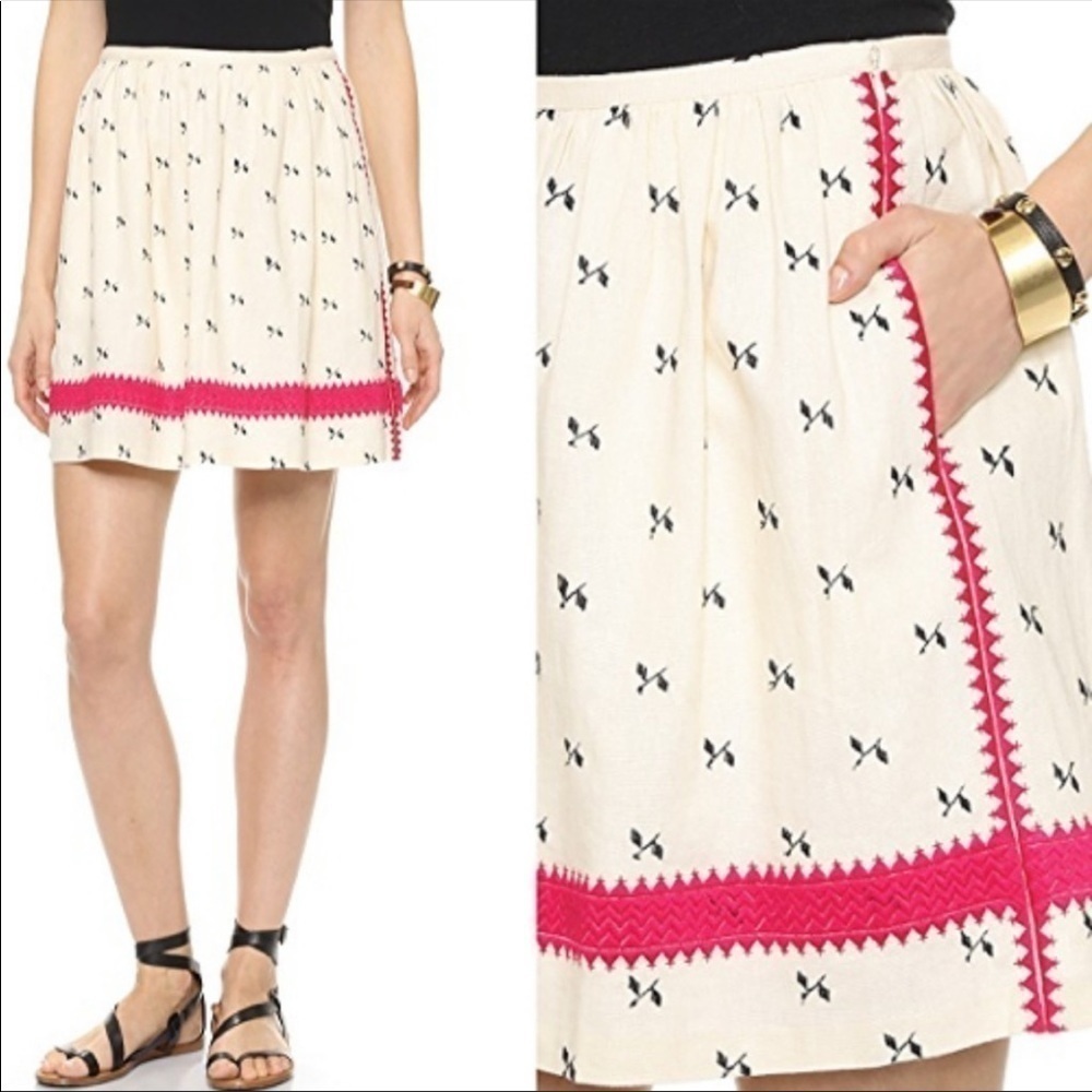 Madewell Lightstitch linen embroidered skirt
